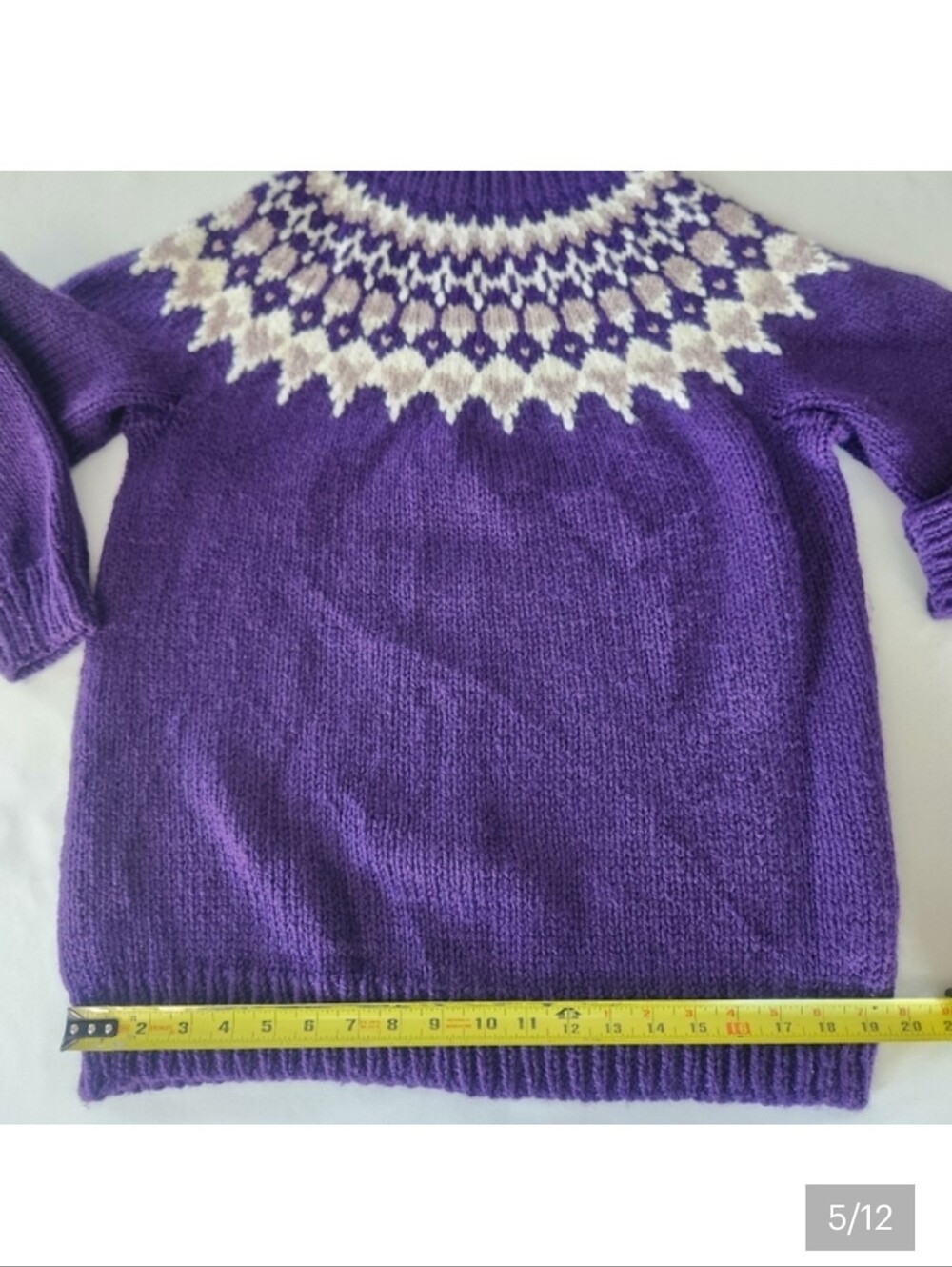 Hand-Knit Icelandic-style Nordic Yoke Sweater Fairisle Sweater ❄️ - Picture 7 of 12